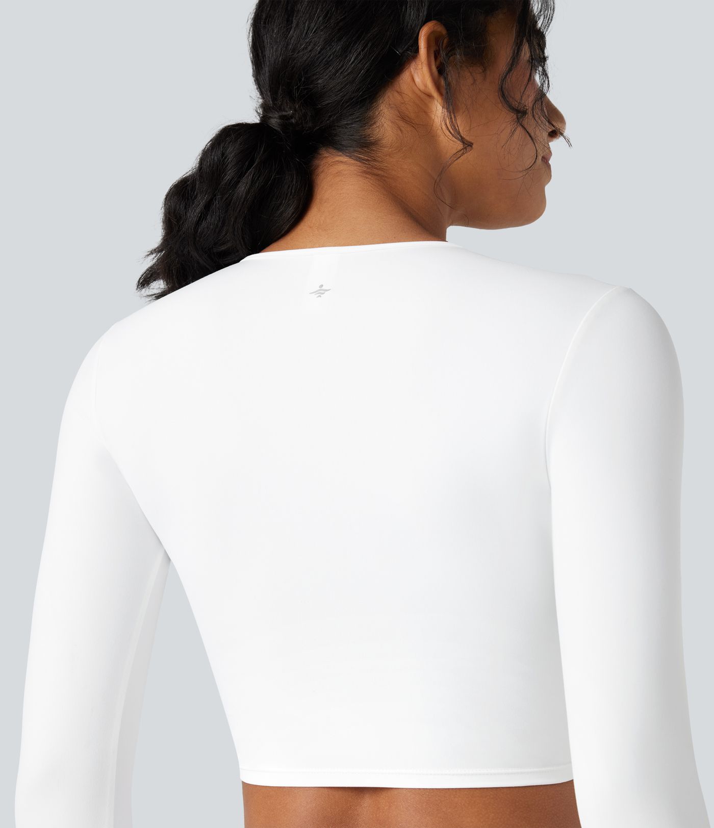 Softlyzero™ Plush - Kurzes Yoga-Sport-Top mit tiefem V-Ausschnitt, langen Ärmeln und gedrehtem Design