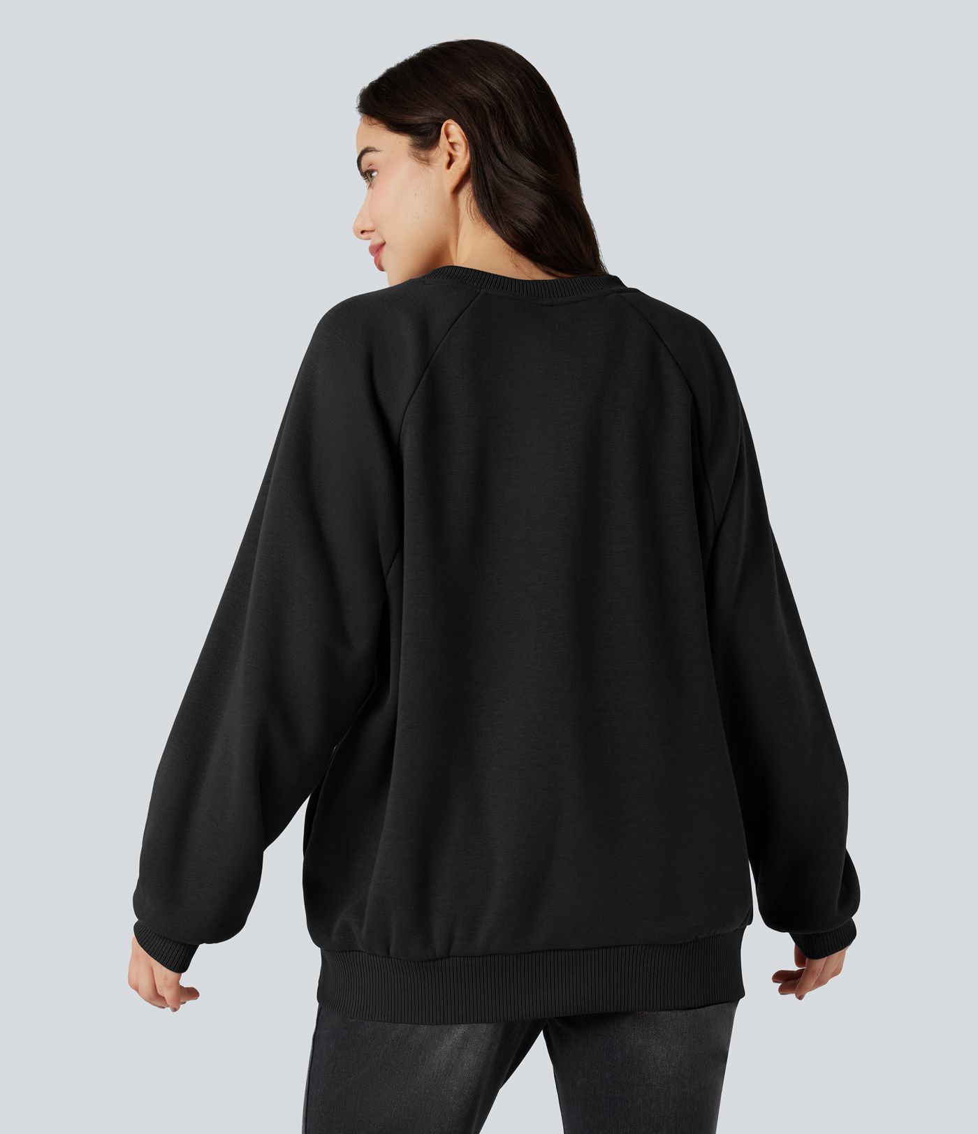 Sweat décontracté oversize en polaire à col rond et manches longues avec poches