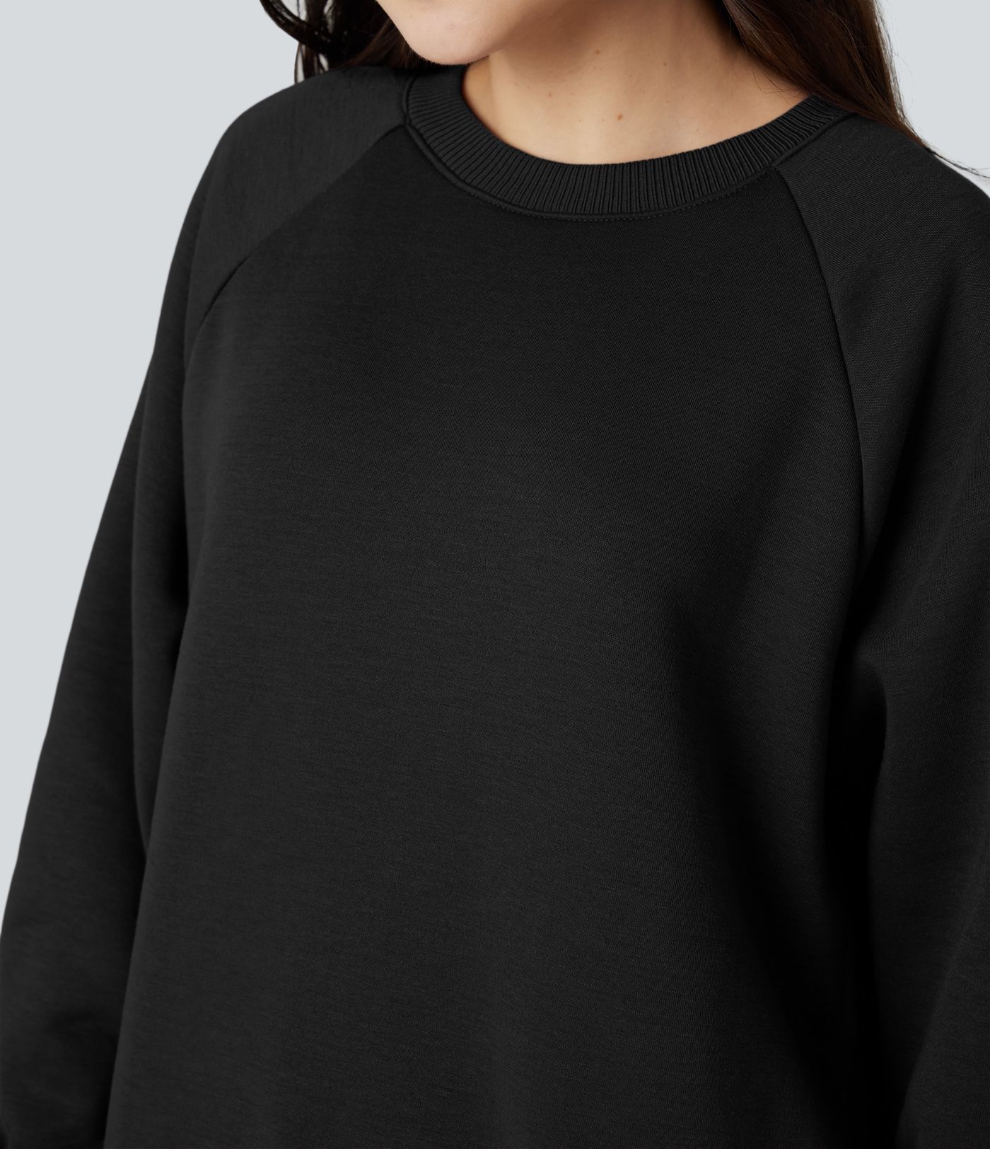 Sweat décontracté oversize en polaire à col rond et manches longues avec poches