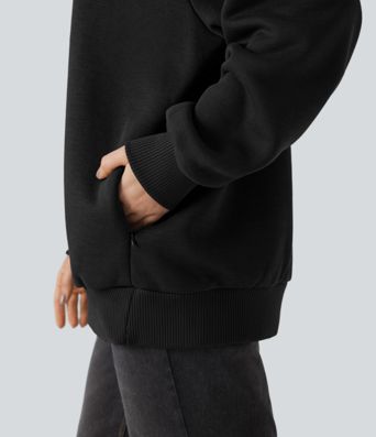 Sweat décontracté oversize en polaire à col rond et manches longues avec poches