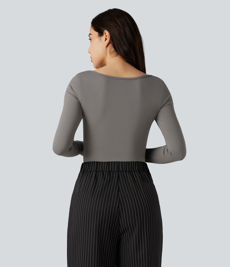 T-shirt tailleur SoftlyZero™ Airy col échancré manches longues