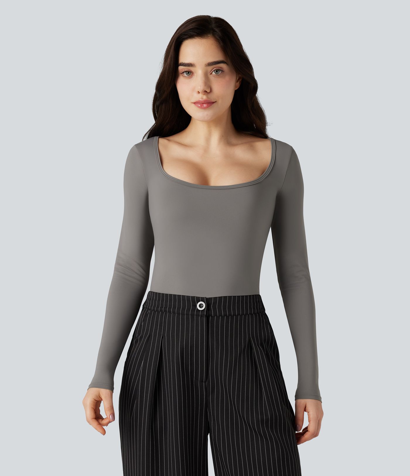 SoftlyZero™ Airy Scoop Neck Long Sleeve Work T-Shirt