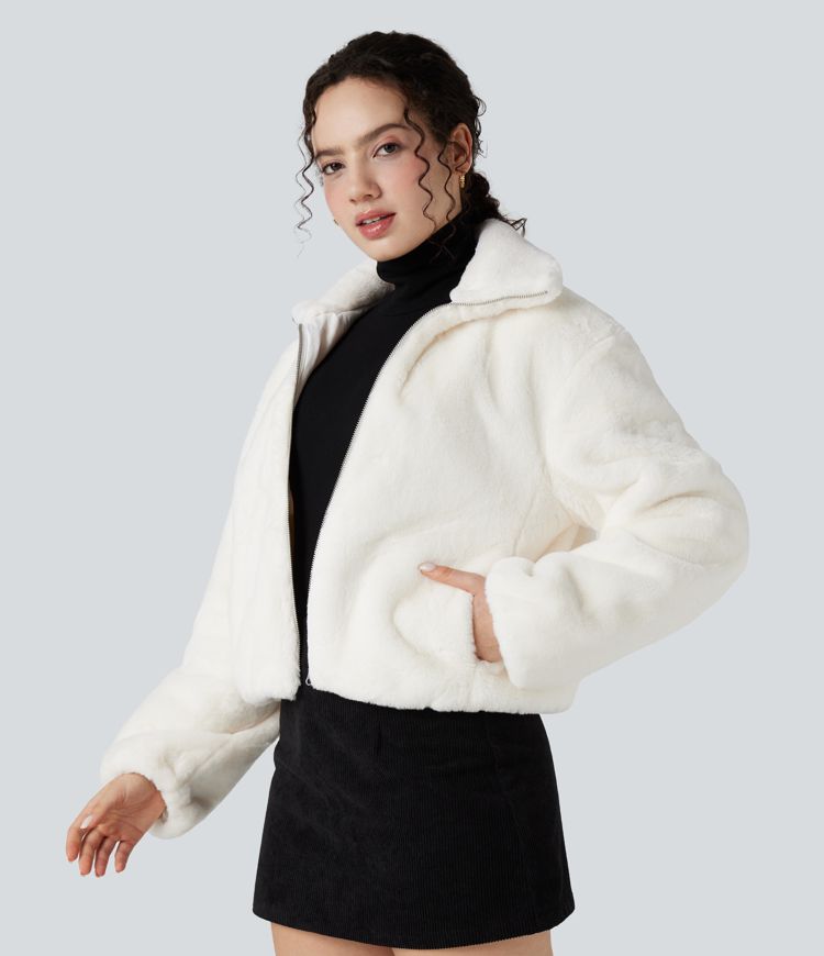 Stand Collar Long Sleeve Zip Fly Casual Sherpa Jacket