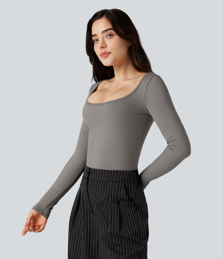 T-shirt tailleur SoftlyZero™ Airy col échancré manches longues