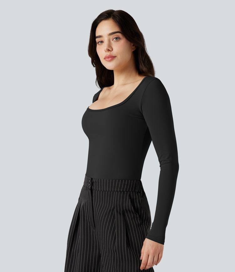 SoftlyZero™ Airy Scoop Neck Long Sleeve Work T-Shirt