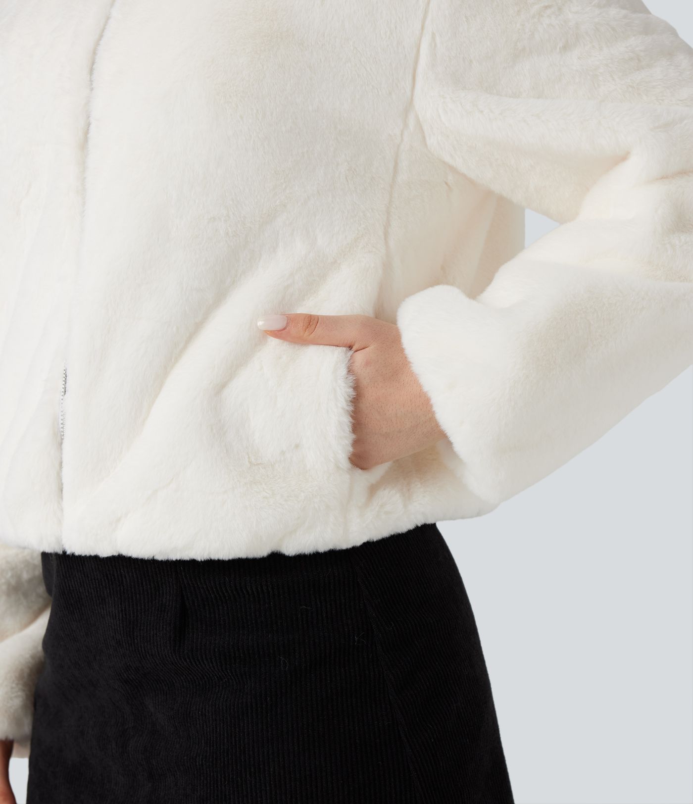 Stand Collar Long Sleeve Zip Fly Casual Sherpa Jacket