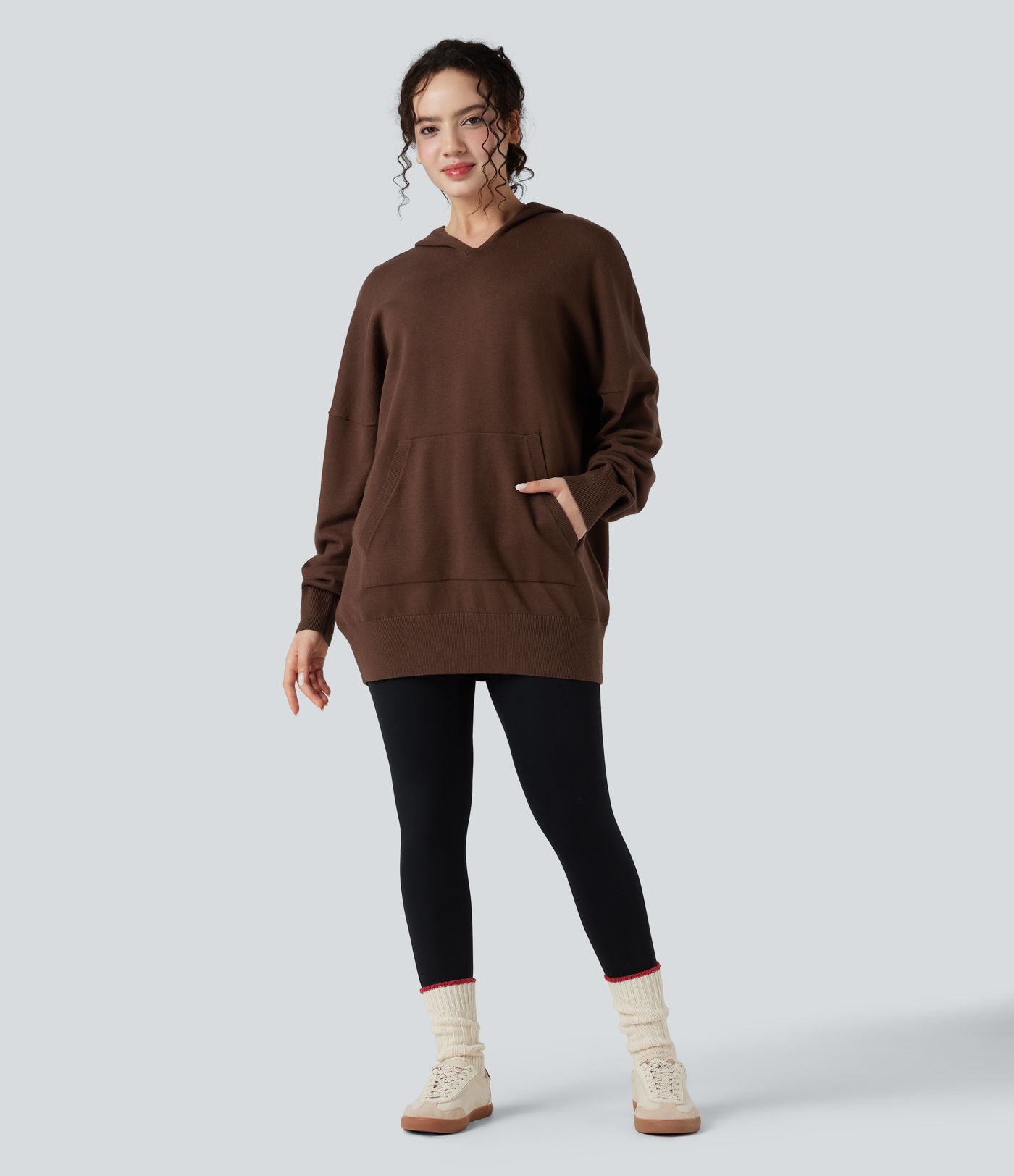 Hooded Oversized Casual Sweater with Pocket