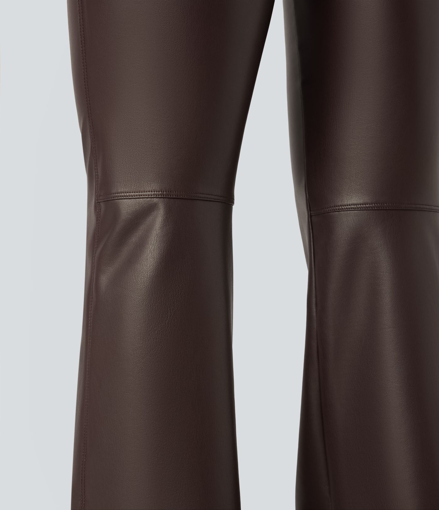 Asymmetric High Waisted Tummy Control Stretchy PU Fleece Casual Flare Pants with Pockets