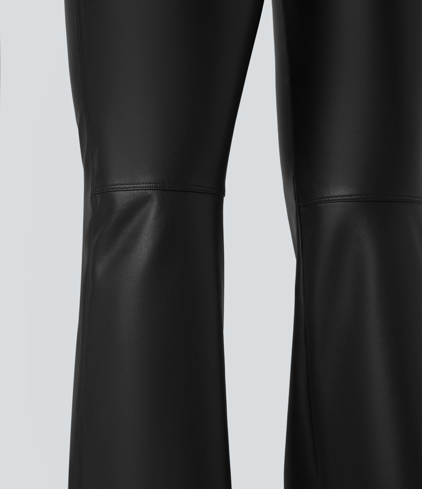 Asymmetric High Waisted Tummy Control Stretchy PU Fleece Casual Flare Pants with Pockets