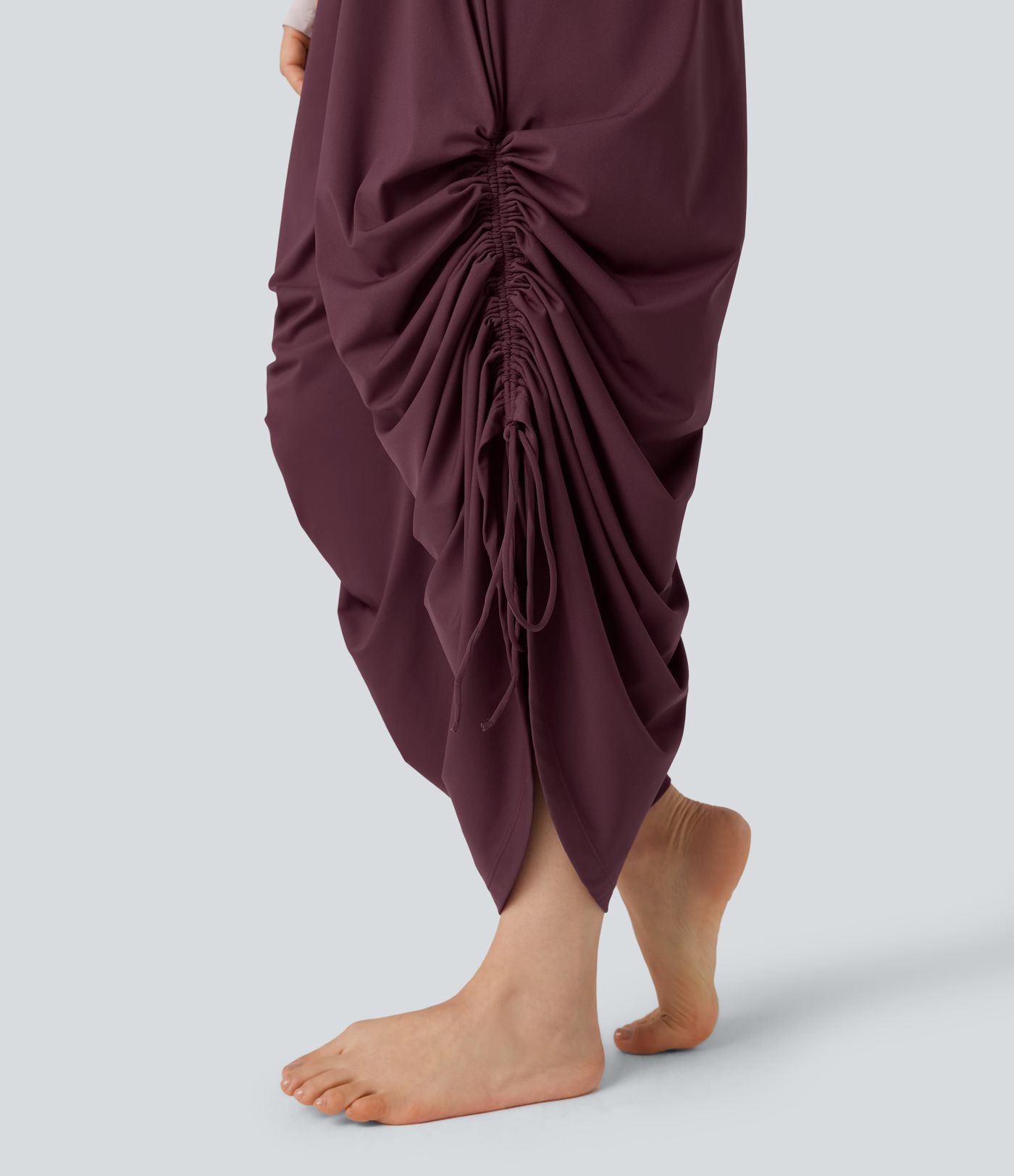 Softlyzero™ Airy - Geraffte Baggy-Yoga-Hose mit hohem Bund, mehreren Taschen und Kordelzug