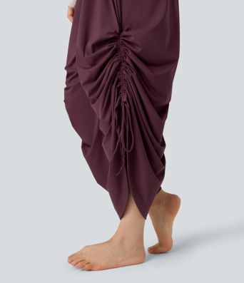 Softlyzero™ Airy - Geraffte Baggy-Yoga-Hose mit hohem Bund, mehreren Taschen und Kordelzug