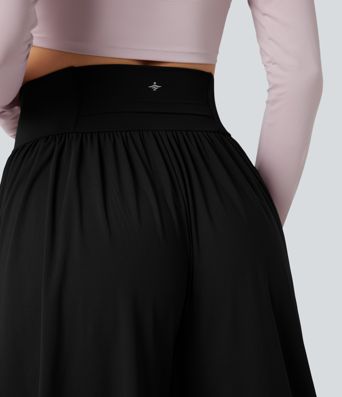 SoftlyZero™ pantalones de yoga holgados y ligeros de talle alto con cordón, fruncidos y bolsillos