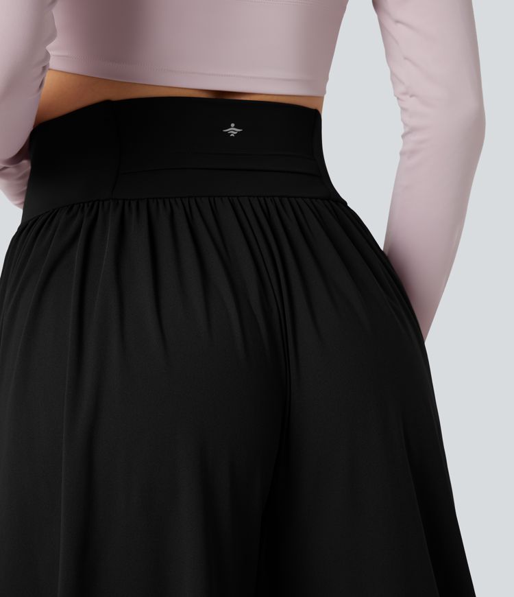 SoftlyZero™ pantalones de yoga holgados y ligeros de talle alto con cordón, fruncidos y bolsillos