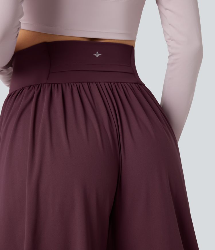 Softlyzero™ Airy - Geraffte Baggy-Yoga-Hose mit hohem Bund, mehreren Taschen und Kordelzug