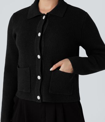 Polo Work Cardigan with Pockets
