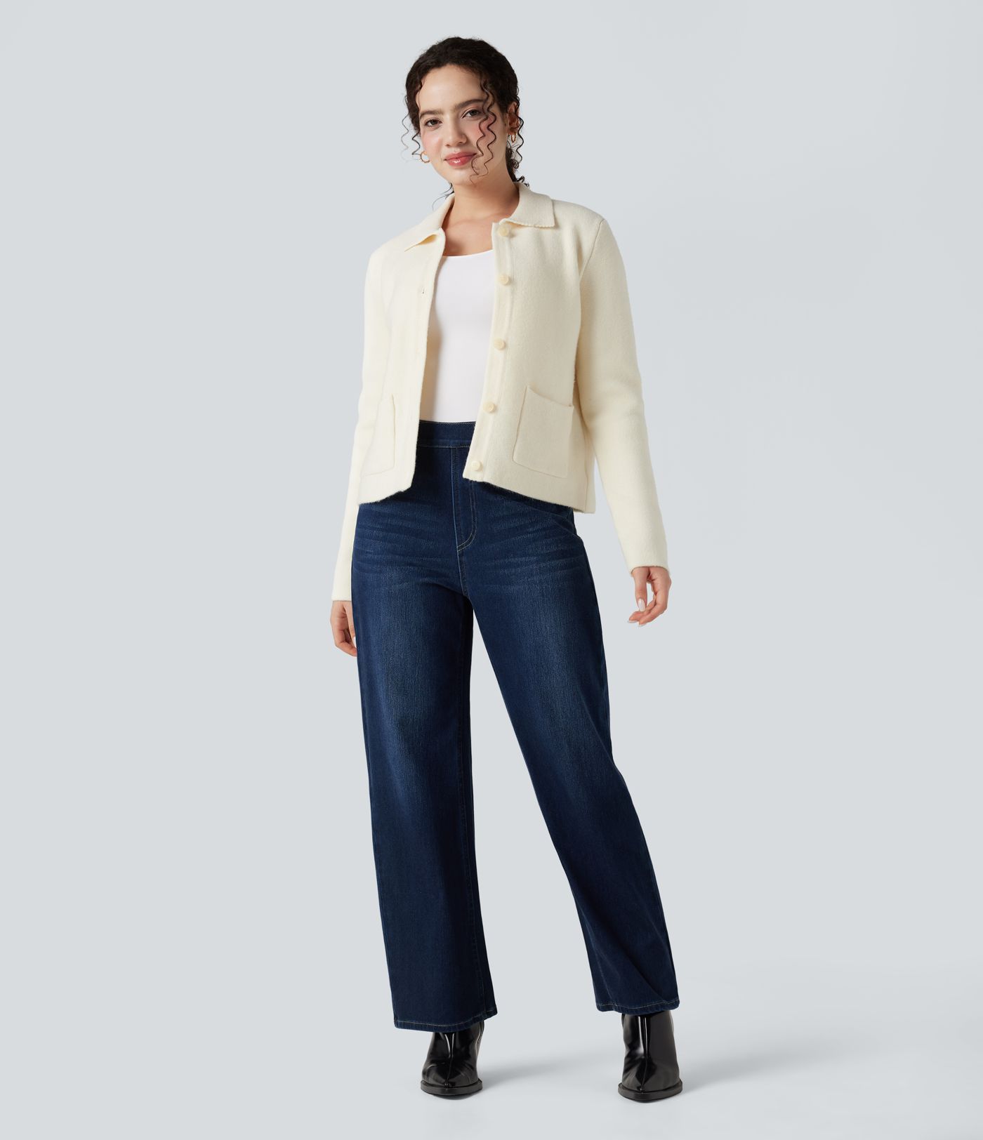 Polo Work Cardigan with Pockets