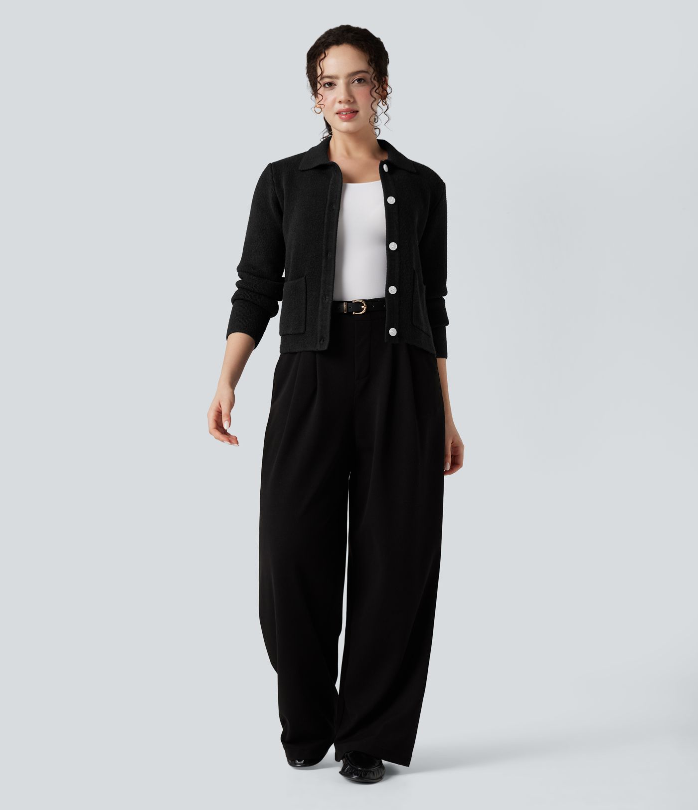 Polo Work Cardigan with Pockets
