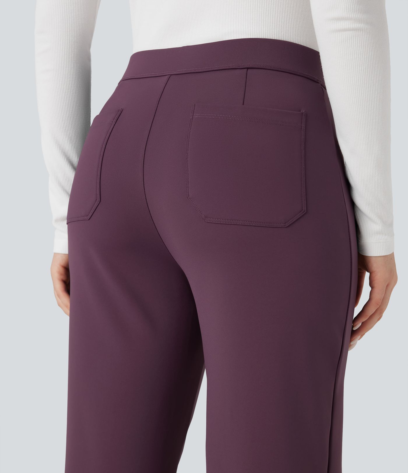 SoftlyZero™ Plush Thermal Mid Rise Split Hem Straight Leg Work Pants with Pockets