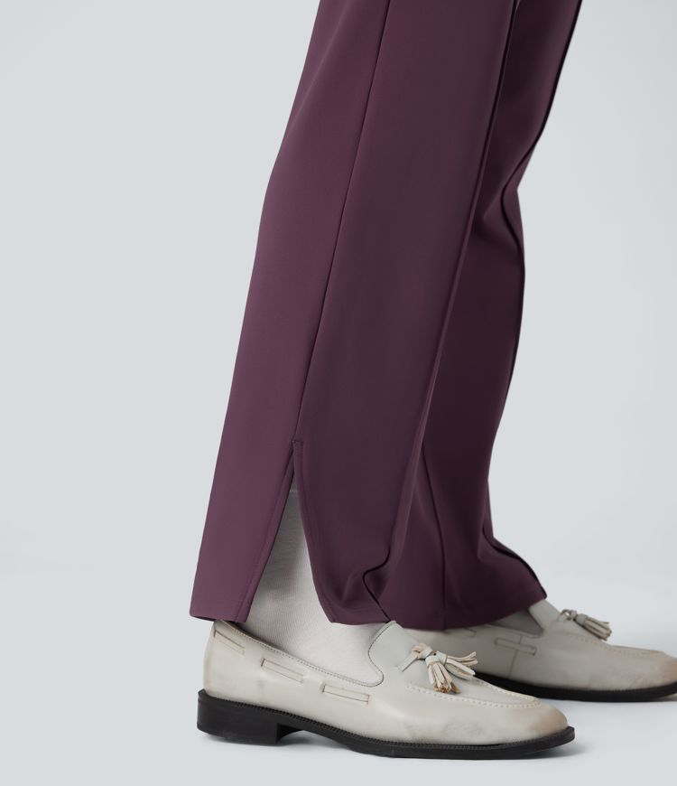 SoftlyZero™ Plush Thermal Mid Rise Split Hem Straight Leg Work Pants with Pockets