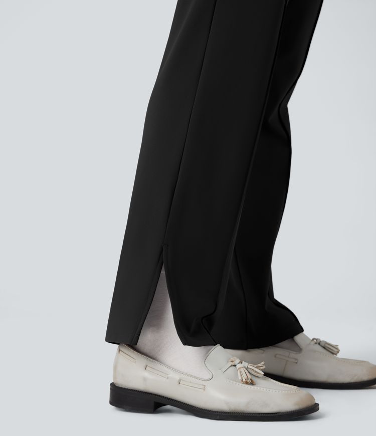 SoftlyZero™ Plush Thermal Mid Rise Split Hem Straight Leg Work Pants with Pockets SoftlyZero™ Plush Thermal Mid Rise Split Hem Straight Leg Work Pants with Pockets