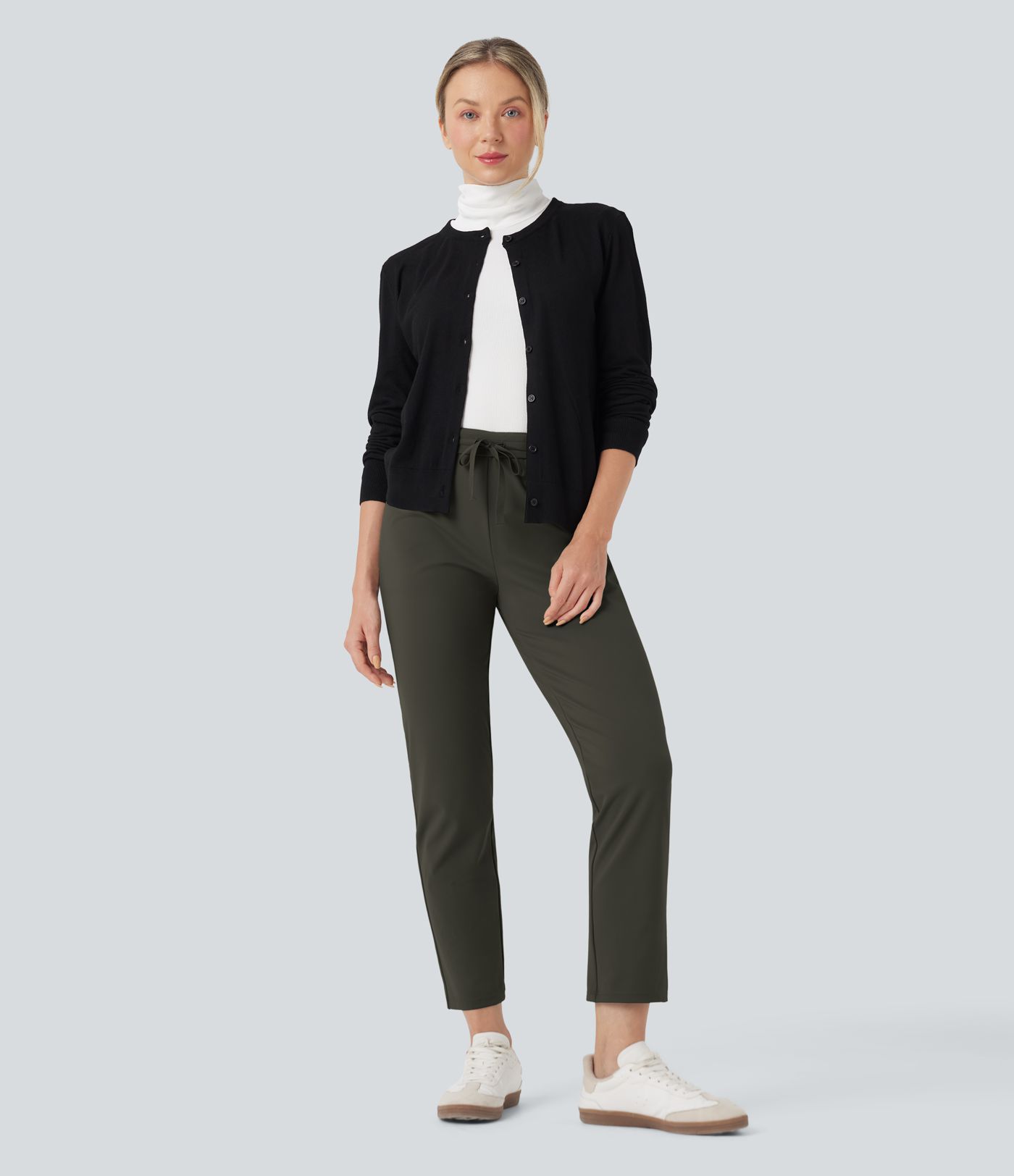 Halara Flex™ DayStretch Foldover High Waisted Drawstring 7/8 Slim Work Pants with Pockets