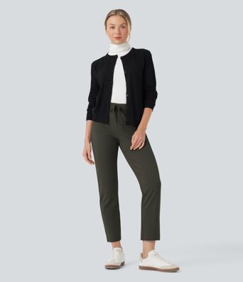 Halara Flex™ DayStretch Foldover High Waisted Drawstring 7/8 Slim Work Pants with Pockets