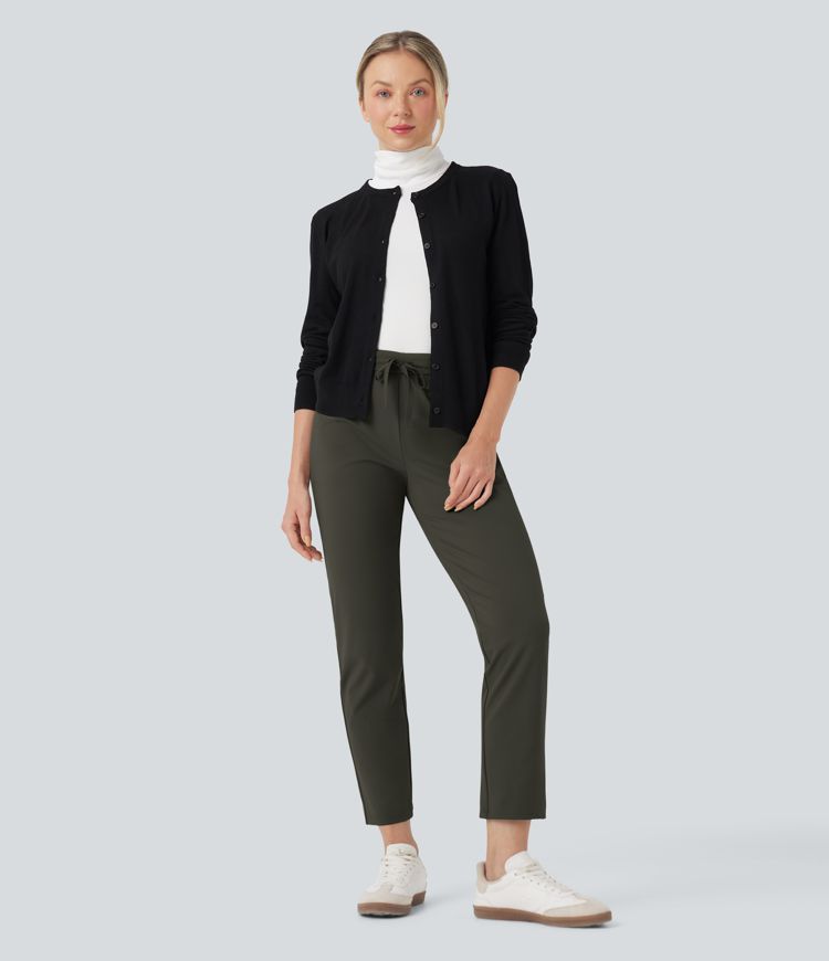 Halara Flex™ DayStretch Foldover High Waisted Drawstring 7/8 Slim Work Pants with Pockets