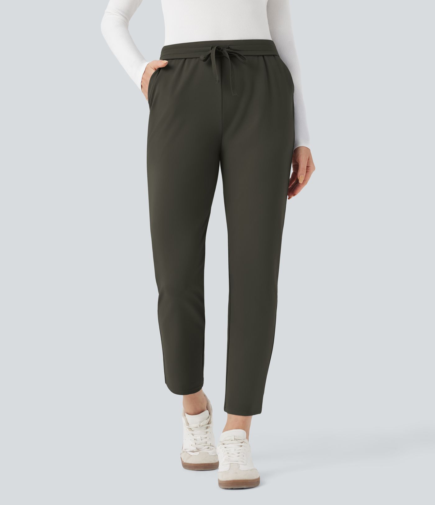 Halara Flex™ DayStretch Foldover High Waisted Drawstring 7/8 Slim Work Pants with Pockets