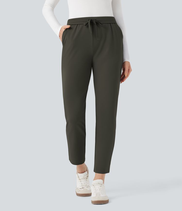 Halara Flex™ DayStretch Foldover High Waisted Drawstring 7/8 Slim Work Pants with Pockets
