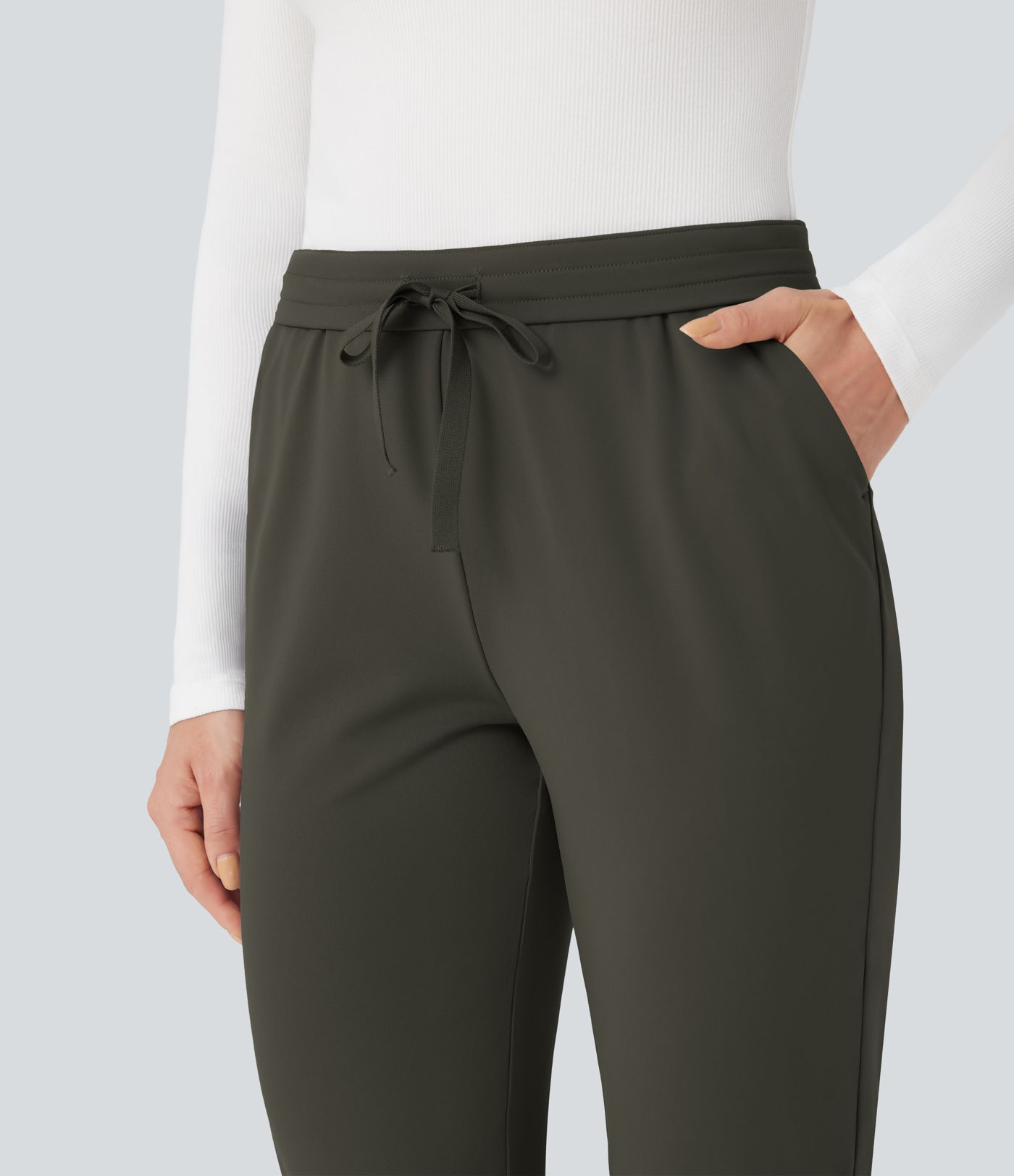 Halara Flex™ DayStretch Foldover High Waisted Drawstring 7/8 Slim Work Pants with Pockets