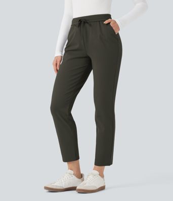 Halara Flex™ DayStretch Foldover High Waisted Drawstring 7/8 Slim Work Pants with Pockets