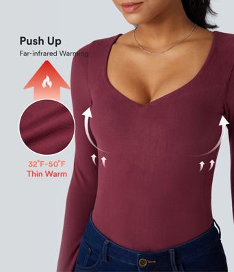 Halara HeatCore Push-Up Long Sleeve Casual Warming Top A/B Cup
