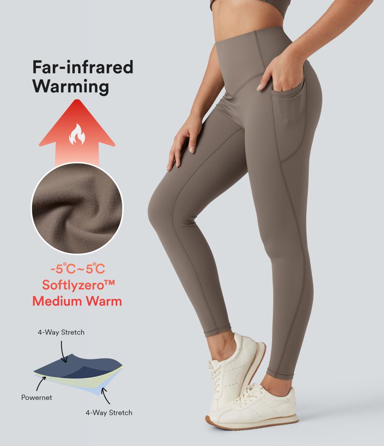 SoCinched High Waisted Tummy Control Fleece Yoga Leggings with Pockets