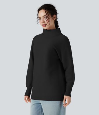 Mock-neck Long Sleeve Casual Sweater
