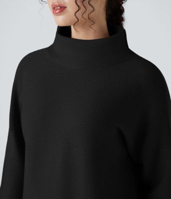 Mock-neck Long Sleeve Casual Sweater