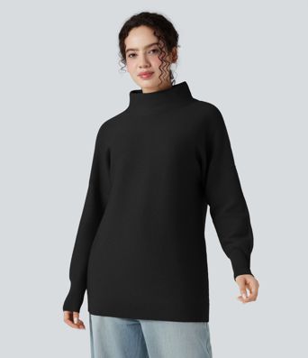 Mock-neck Long Sleeve Casual Sweater