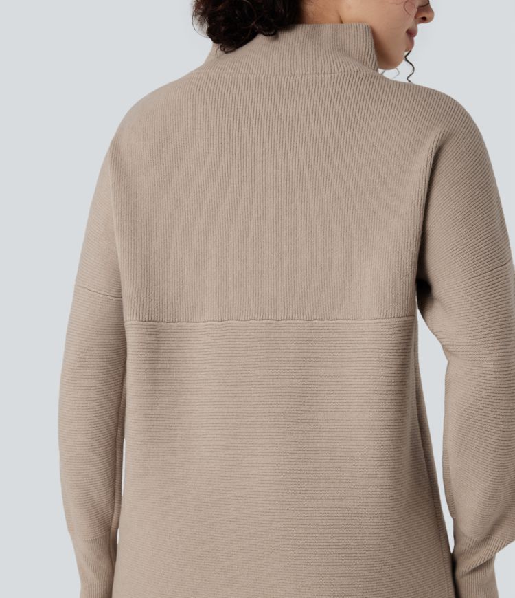 Lässiger Langarmpullover mit Stehkragen