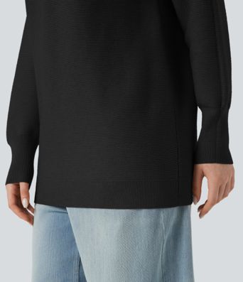 Mock-neck Long Sleeve Casual Sweater