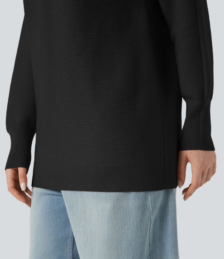 Mock-neck Long Sleeve Casual Sweater