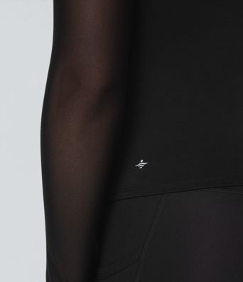 SoftlyZero™ Plush Contrast Mesh Thumb Holes 2-in-1 Yoga Sports Top