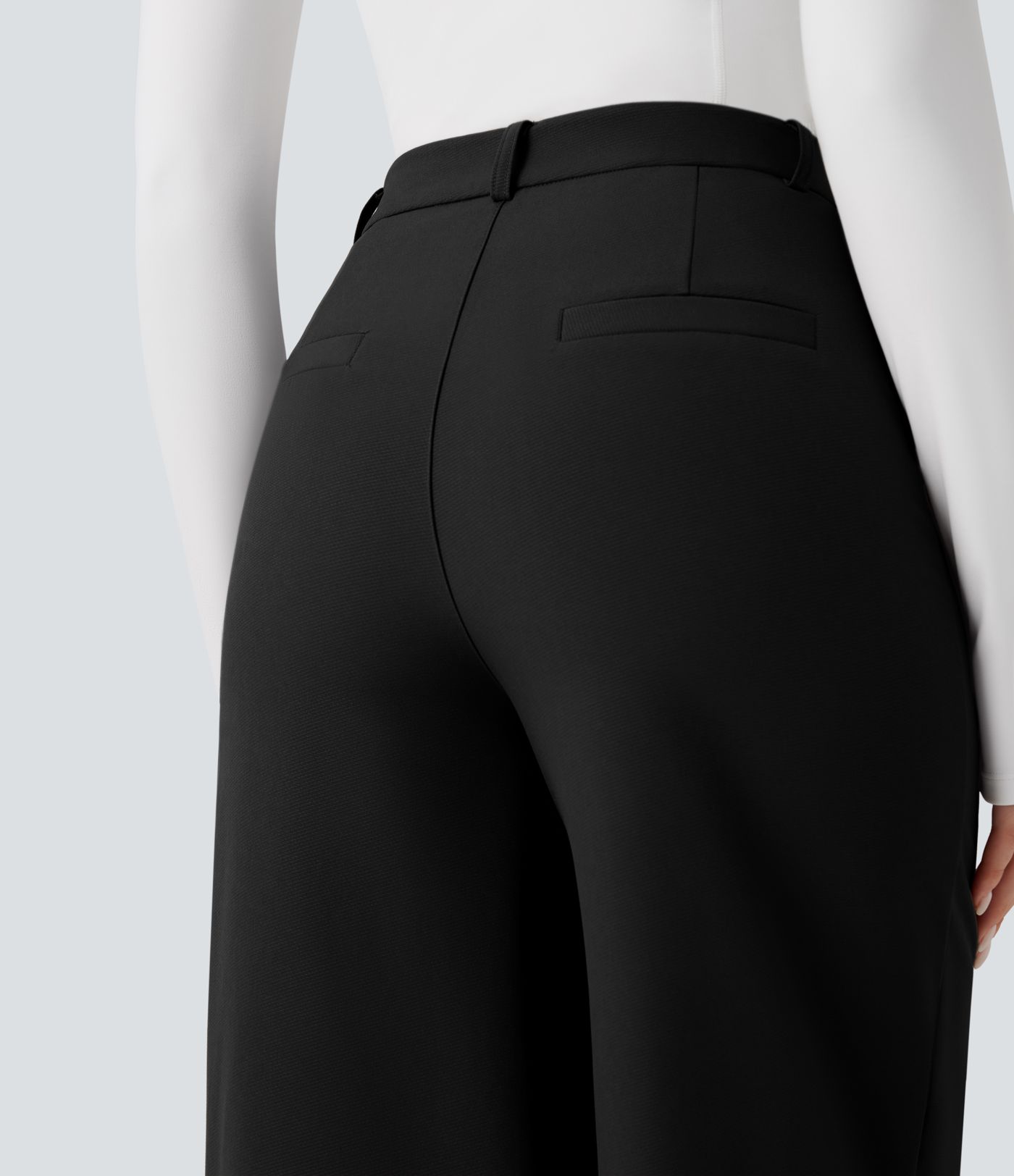 Durable Water Repellent Thermal High Waisted Hiking Wide Leg Pants with Pockets