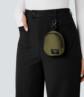 Durable Water Repellent Thermal High Waisted Hiking Wide Leg Pants with Pockets