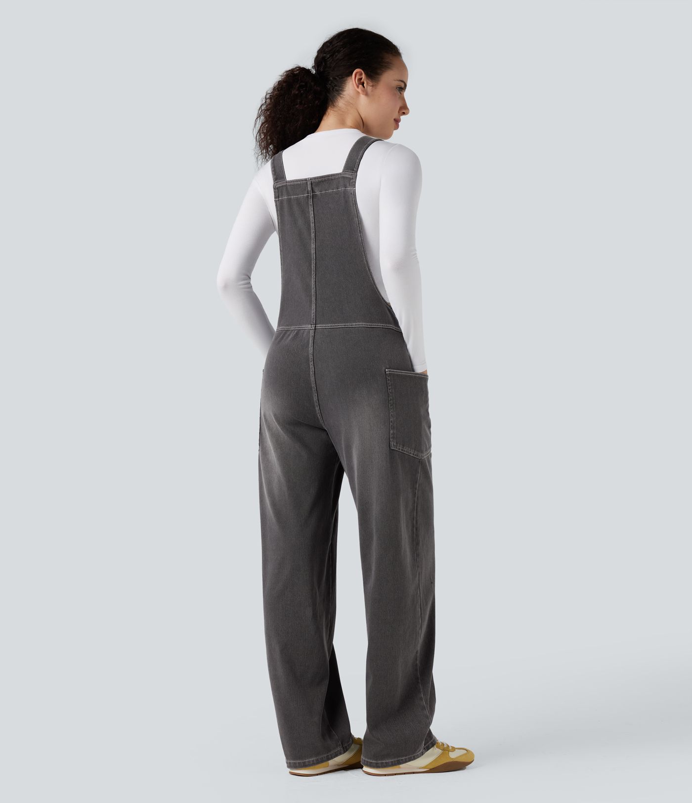 Halara Flex™ V Neck Pocket Washed Denim Casual Women Overalls