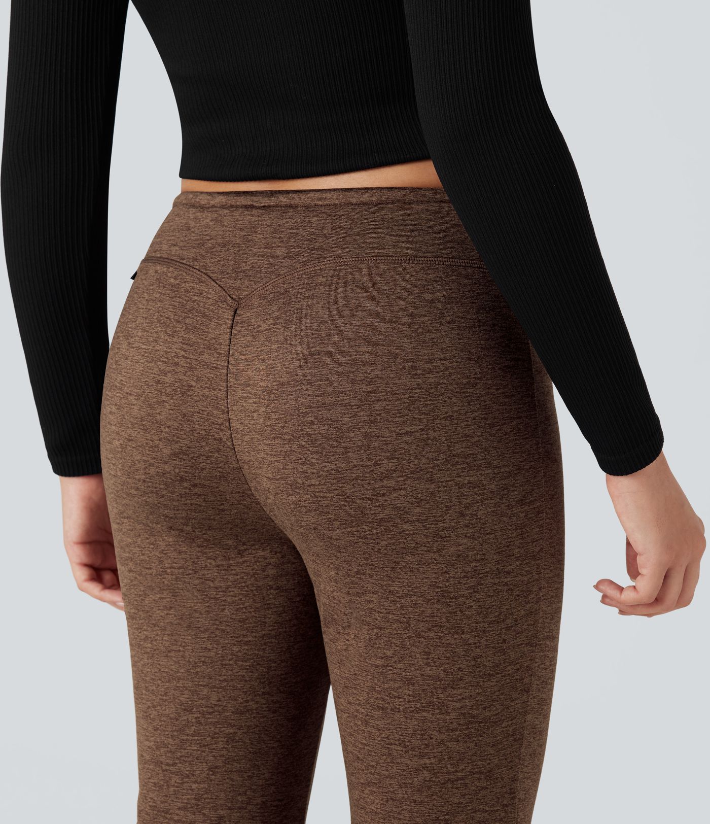 Mid Rise Drawstring Quick Dry Fleece Heathered Flare Lounging Pants-UPF40+