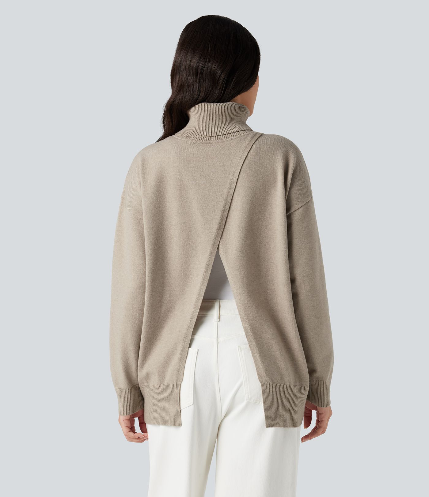 Stehkragen-Langarm-Arbeitspullover – wendbar