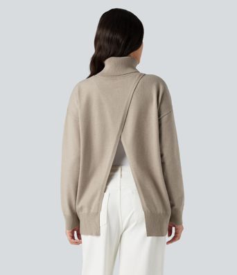 Stehkragen-Langarm-Arbeitspullover – wendbar