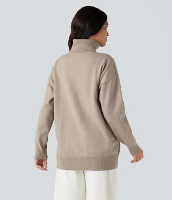 Stehkragen-Langarm-Arbeitspullover – wendbar