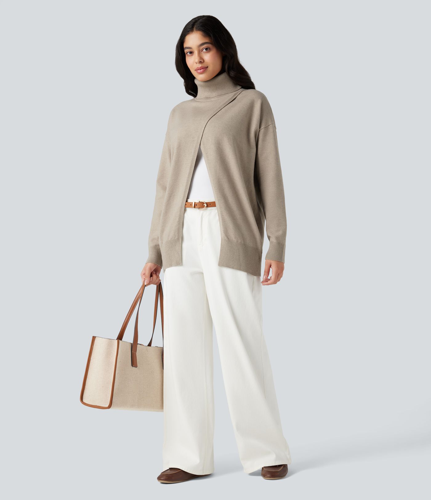 Stehkragen-Langarm-Arbeitspullover – wendbar