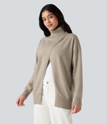 Stehkragen-Langarm-Arbeitspullover – wendbar