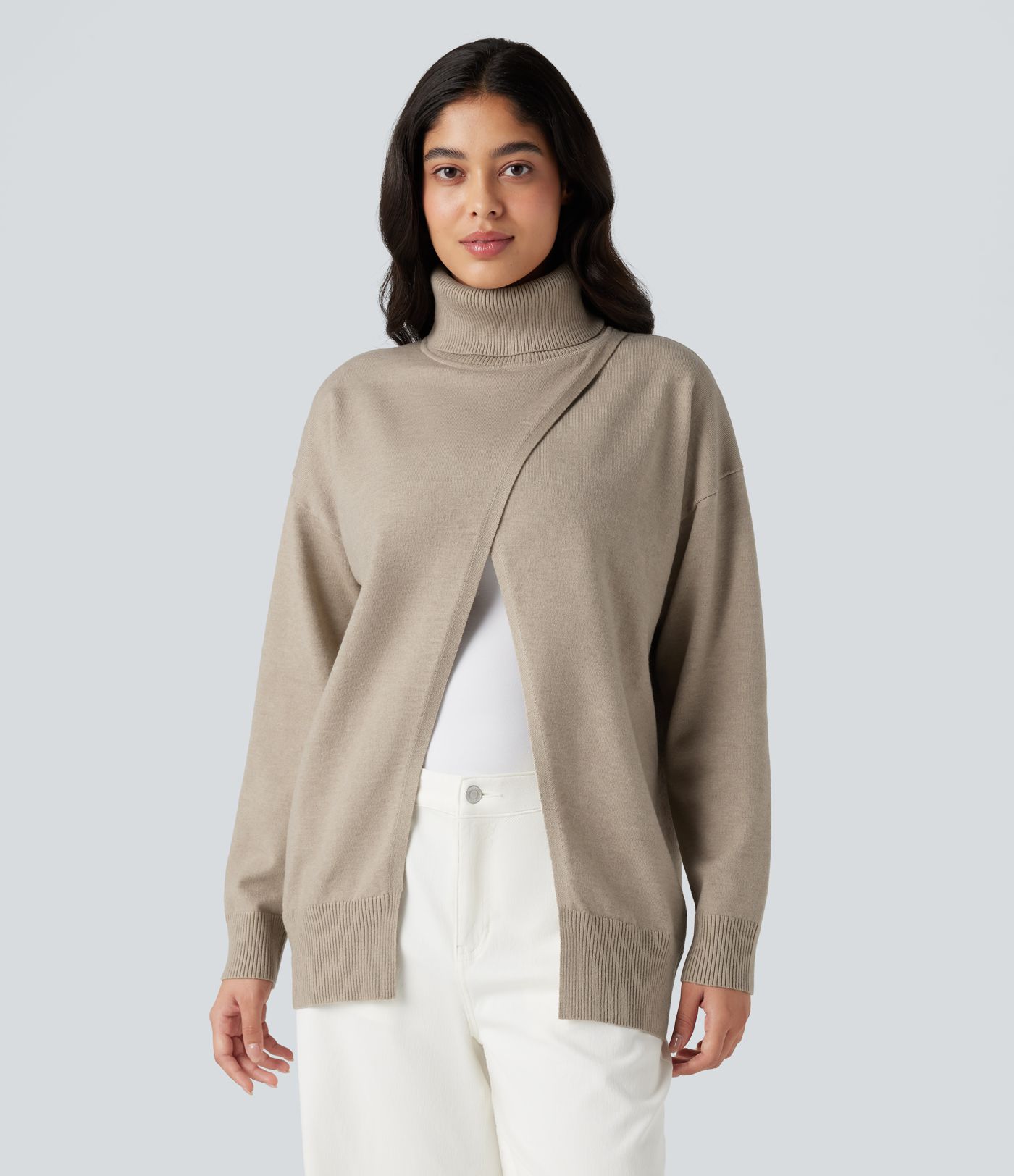 Stehkragen-Langarm-Arbeitspullover – wendbar